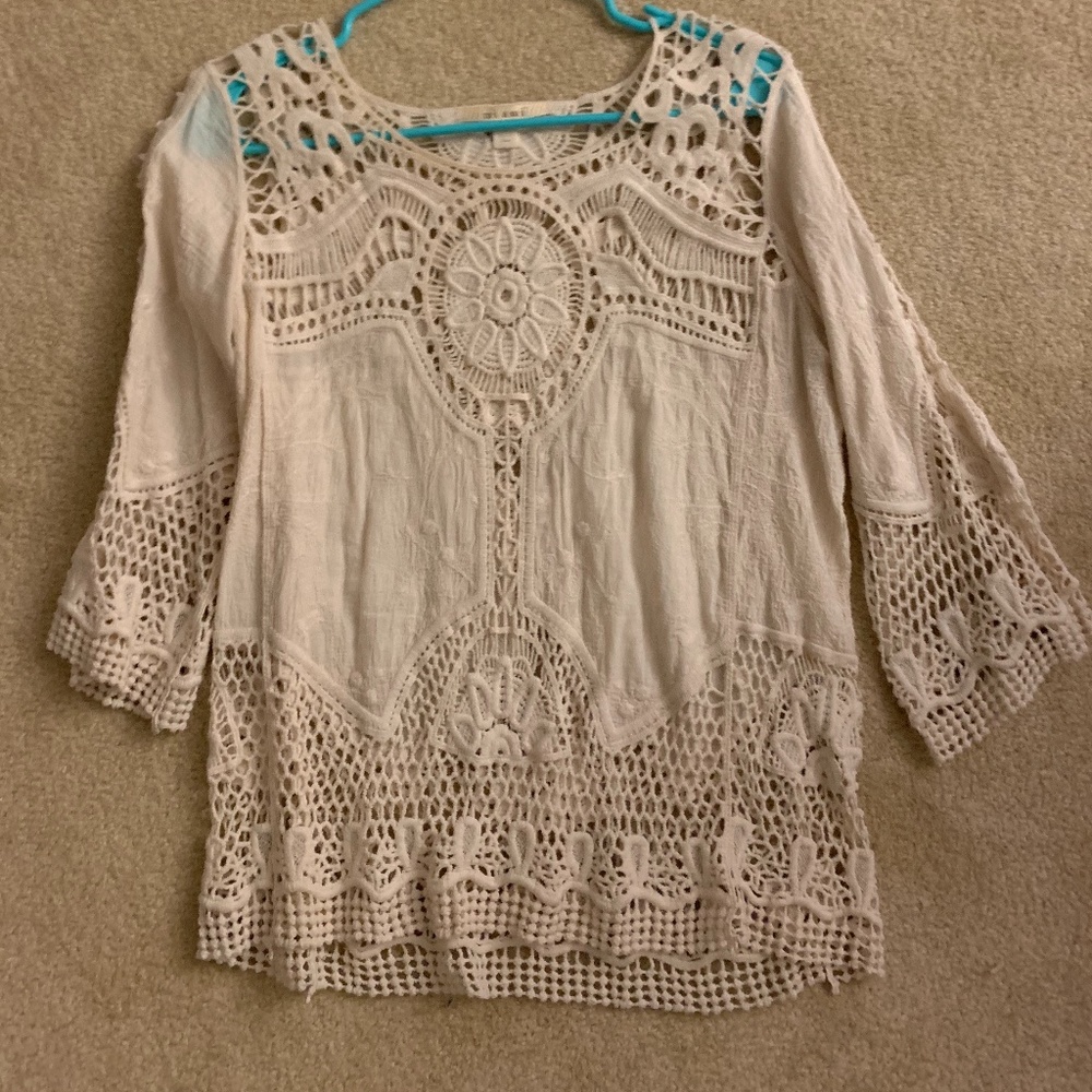 Bohemian Cream Quarter Sleeve Top